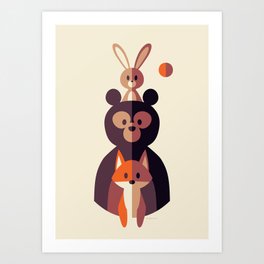 Rabbit Bear Fox Art Print