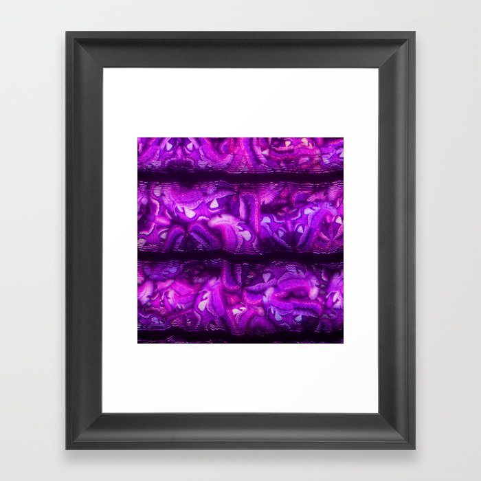 Purple Glitch Stripes Framed Art Print