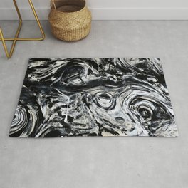 Velocity: A pretty abstract black and white painting by Alyssa Hamilton Art Area & Throw Rug