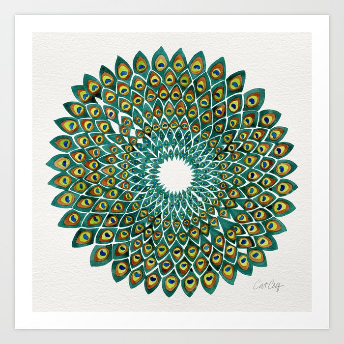 Download Peacock Mandala Art Print by catcoq | Society6