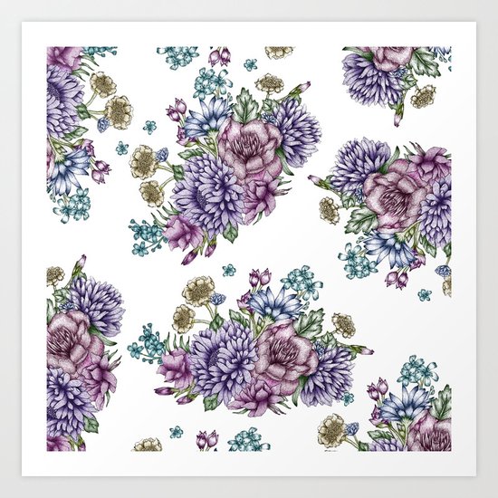 Vintage Flowers Art Print