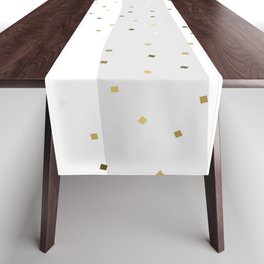 Simple Christmas seamless pattern Golden Confetti on Silver and White Stripes Background Table Runner
