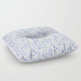 Watercolor blue flower pattern Floor Pillow