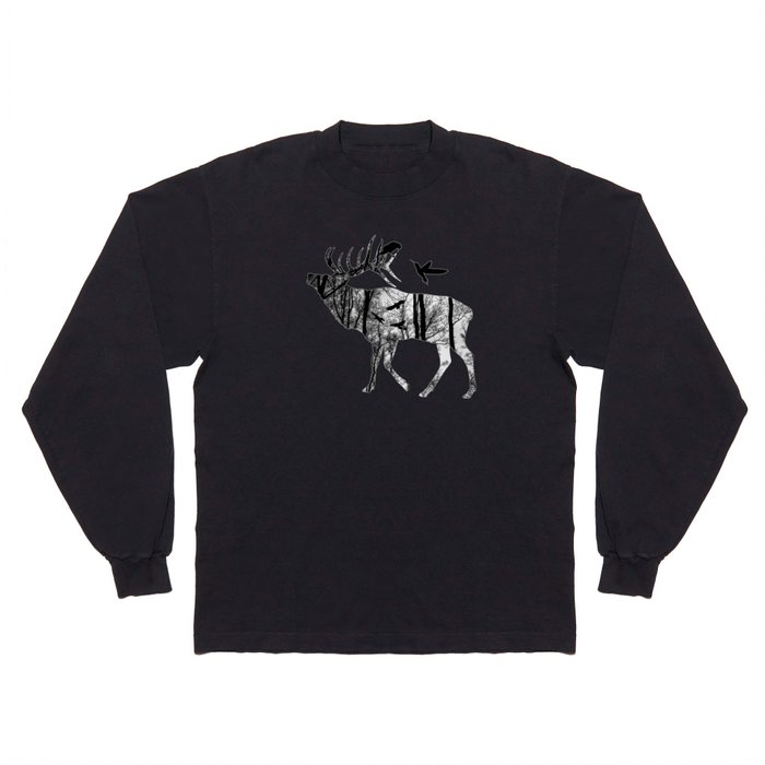 Forest Spirit - Black and White Long Sleeve T Shirt