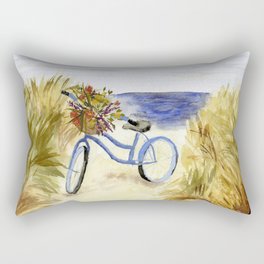 Vintage Bike on the Beach Rectangular Pillow
