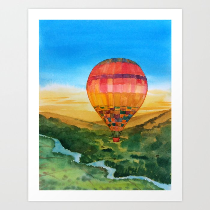 Red Hot Air Balloon Art Print