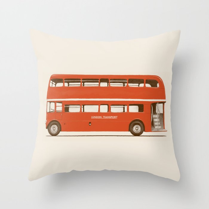 Double-Decker London Bus Throw Pillow
