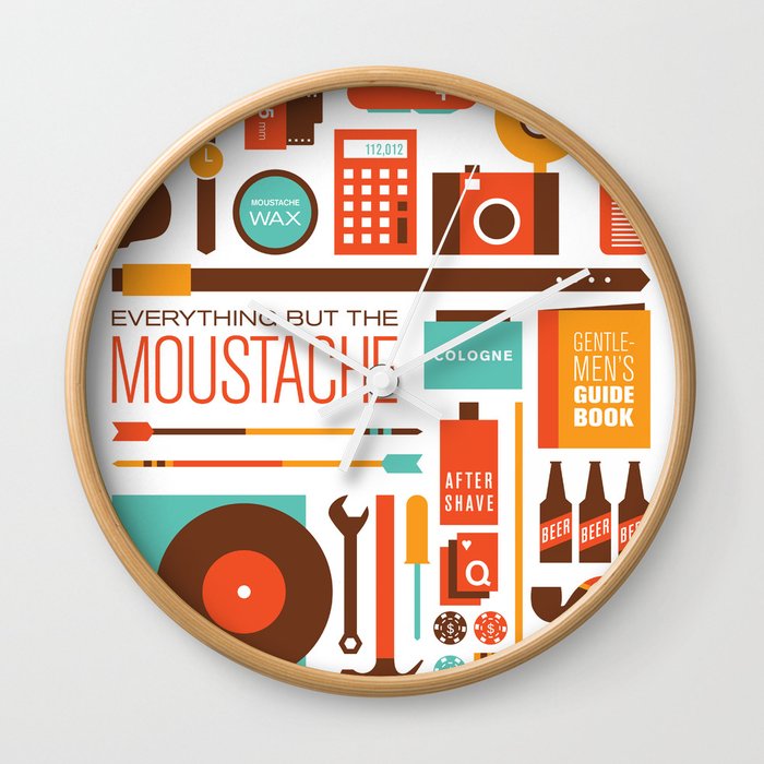 Everything But The Moustache Wall Clock