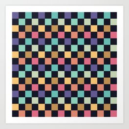 Checkerboard Checkered Checked Check Chessboard Pattern in Polychrome Multicolor Color Art Print