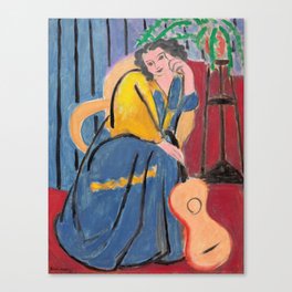 Matisse - Girl in Yellow and Blue with a Guitar - 1939 Artwork Reproduction Canvas Print