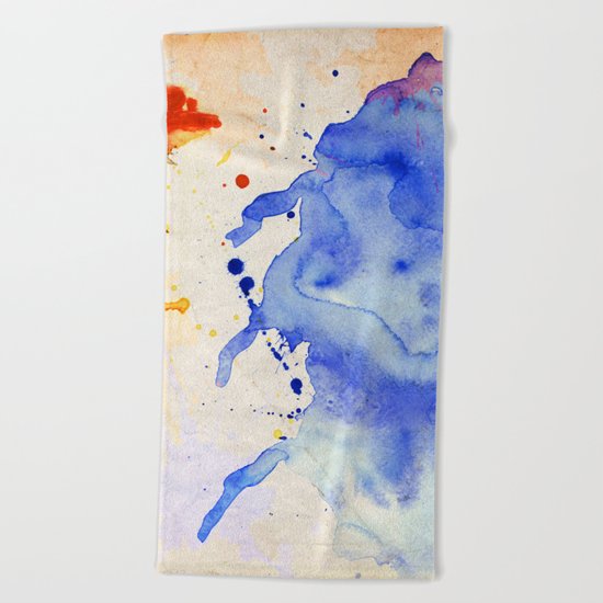 Blue & Orange Color Splash Beach Towel