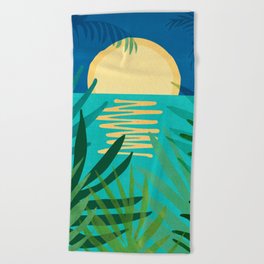 Midnight Ocean Landscape Beach Towel