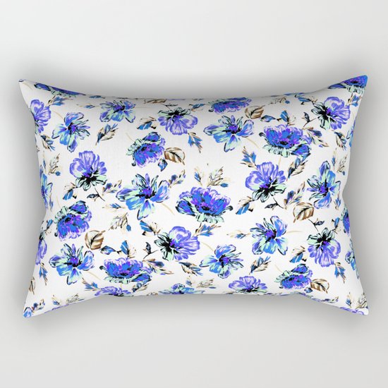 Watercolor Floral Pattern Rectangular Pillow