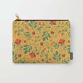 Yellow, Orange, Red, & Teal Light Floral Pattern Carry-All Pouch