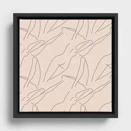 female body figure abstract minimal modern one line art sketch Framed Canvas