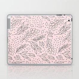 Abstract Pink Black Polka Dots Foliage Floral Laptop Skin