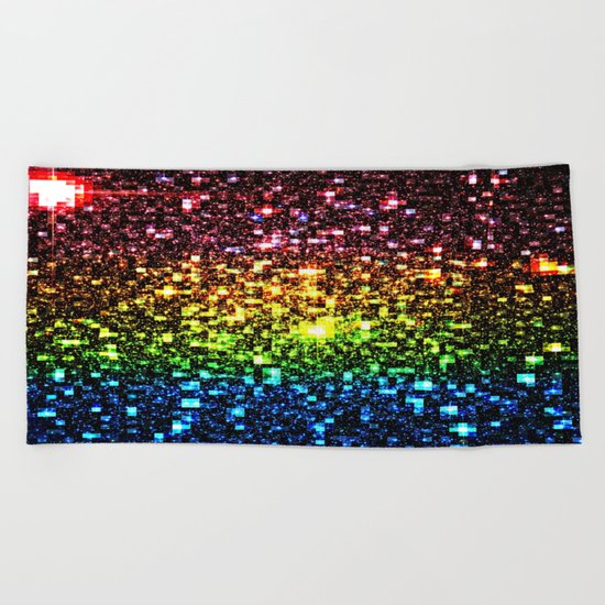 Geometric Galaxy Stars : Rainbow Beach Towel