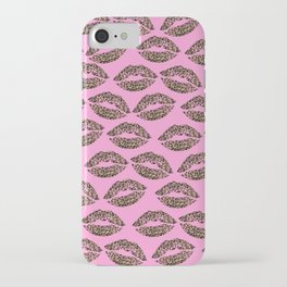 pink leopard lips iPhone Case