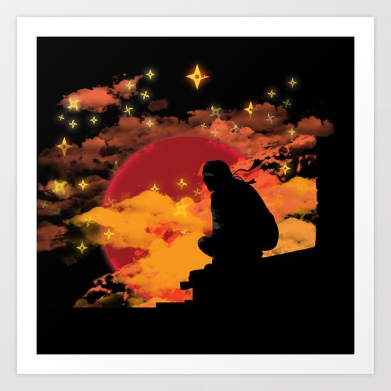 NINJA NIGHT SHOWDOWN Art Print