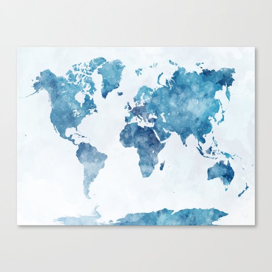 World map in watercolor. Canvas Print