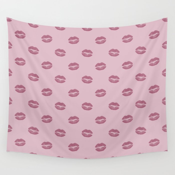 Pink Vintage Kiss On Blush Pink Collection Wall Tapestry