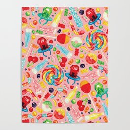 Candy Pattern - Pink Poster