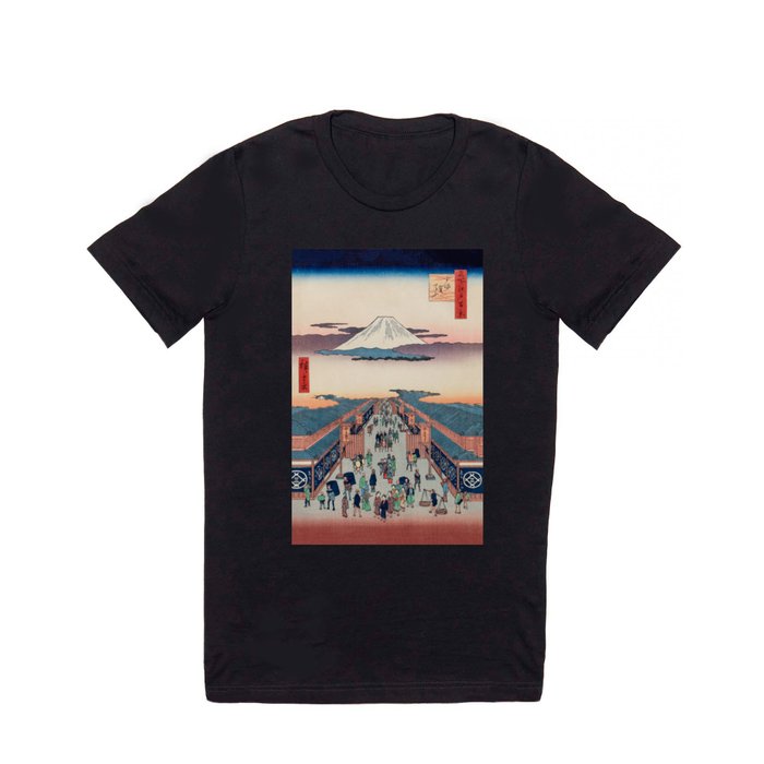 Mount Fuji above Ancient Street Ukiyo-e Japanese Art T Shirt