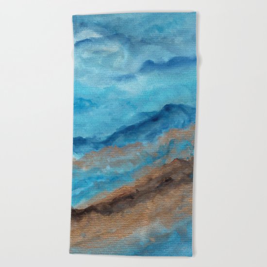 Watercolor abstract landscape 20 Beach Towel