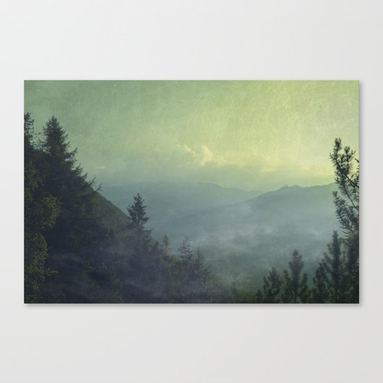 Mist over valley - view of Valmalenco / Italy Canvas Print