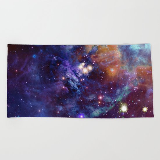 Bright nebula Beach Towel