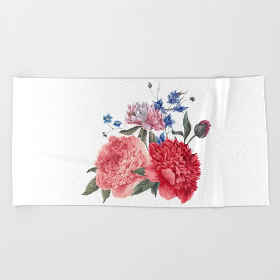 Beautiful PINK, ROSE AND BLUE - Jersey Beauty Flower Beach Towel