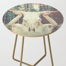 Bull Skull Tribal Woman Side Table