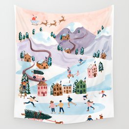 Holiday Village Wall Tapestry