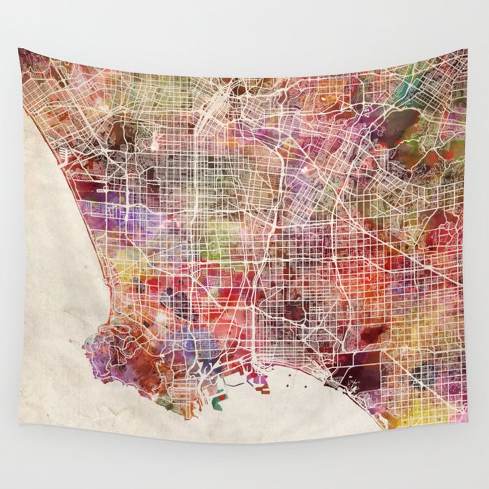 Los Angeles Wall Tapestry by Map Map Maps  Society6