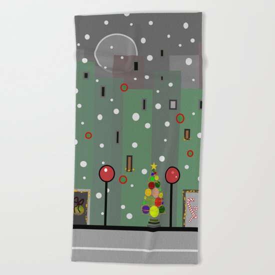 City Christmas Beach Towel