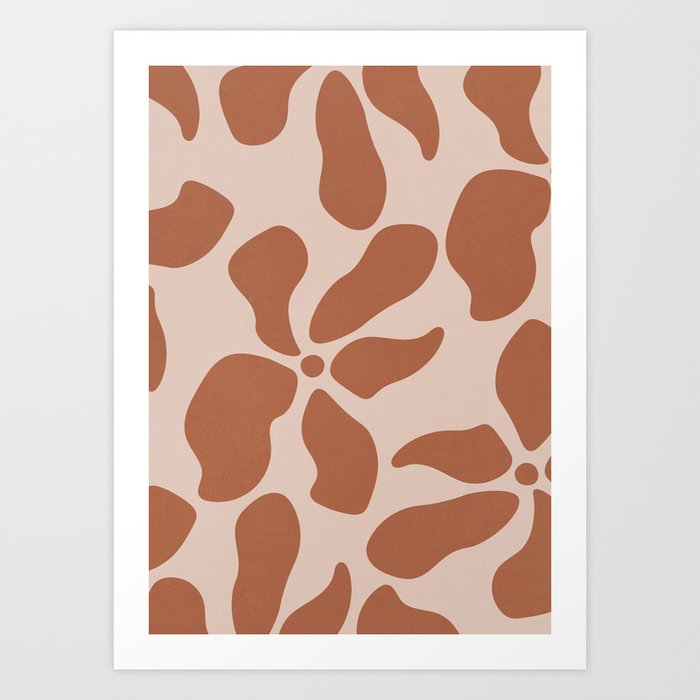 Abstract Organic Plant Pattern in Brown Art Print