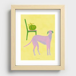 Dog and a Pumpkin - Pink and Yellow Recessed Framed Print