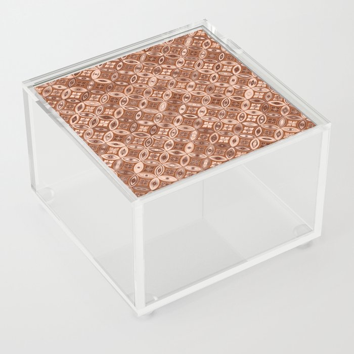 Ornate Copper Prismatic Background. Acrylic Box