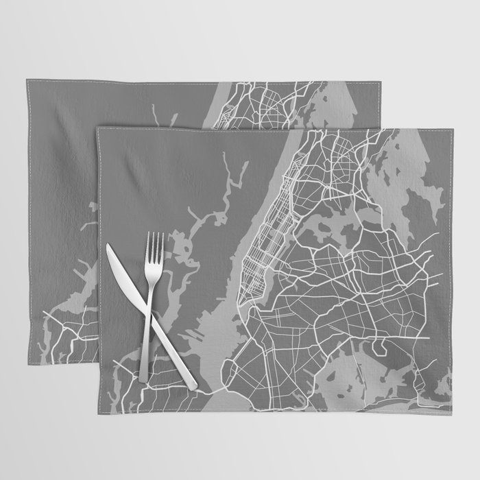 NY gray map Placemat