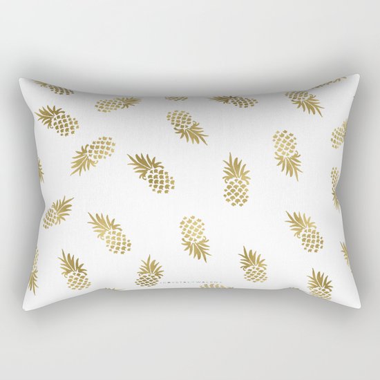 Gold Pineapples Rectangular Pillow