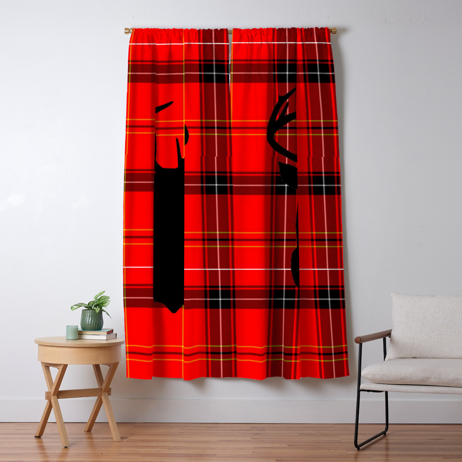 Deer On Plaid Blackout Curtain By Semisweetbrand Society6