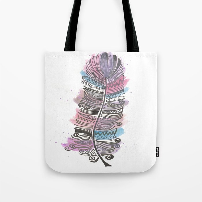Purple and Blue Zen Feather Tote Bag