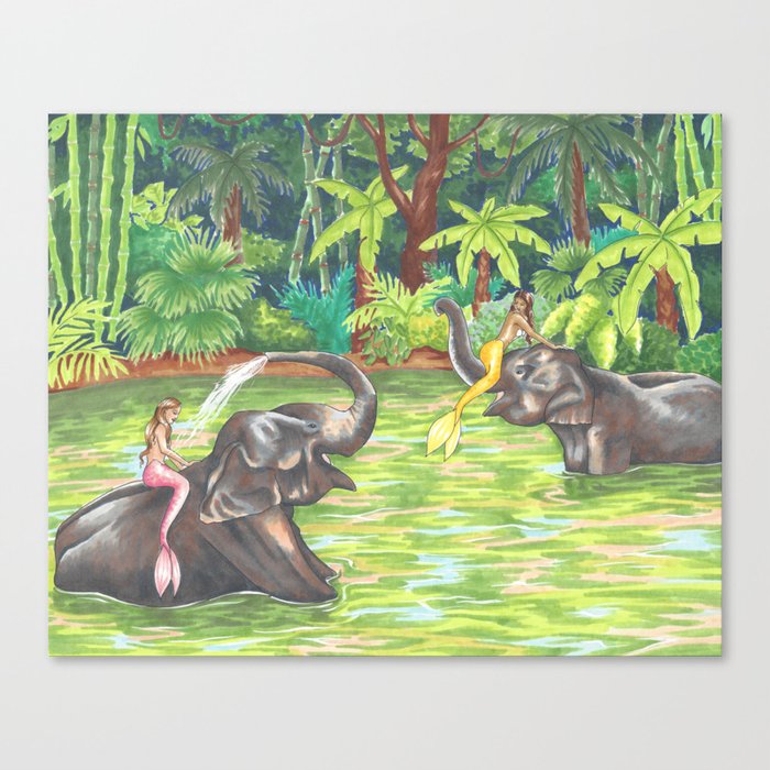 Mermaids in the Jungle Canvas Print