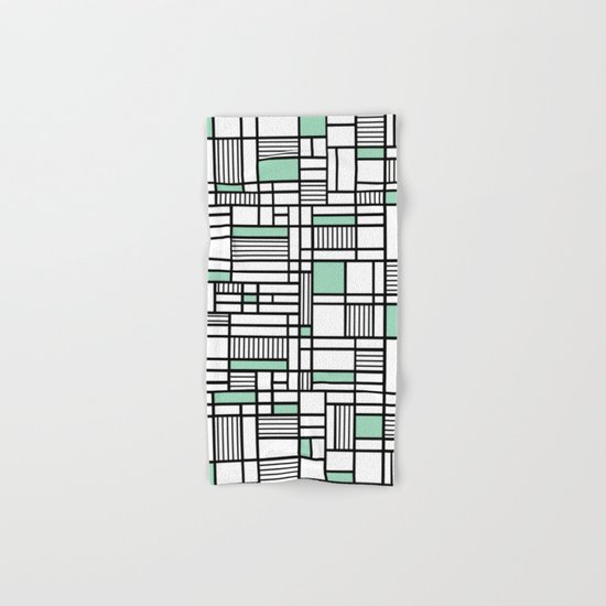 Map Lines Mint Hand & Bath Towel