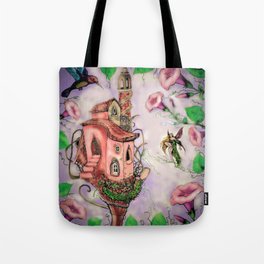 Fairy Castle with Hummingbird Tote Bag