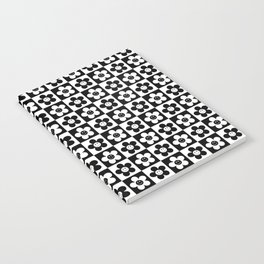 Flower Smiley Checker Pattern in Black and White Notebook