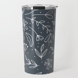 floral pattern with hand drawn flowers, leaves and branches Travel Mug