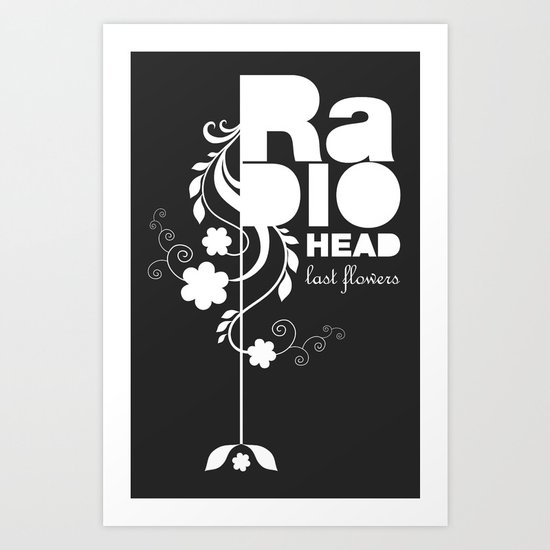 Radiohead song - Last flowers illustration white Art Print