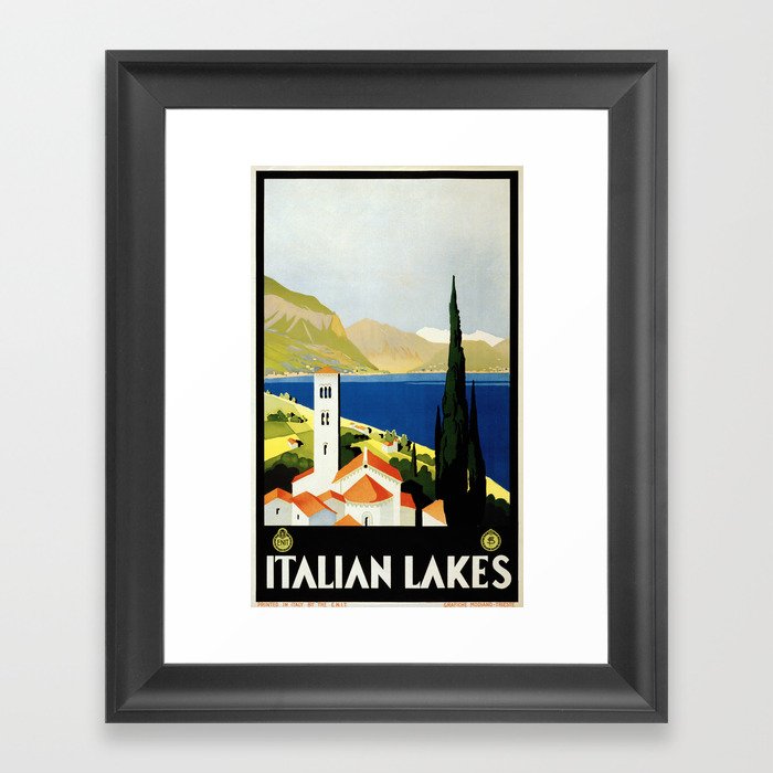 Italian Lakes - Italy Vintage Travel Poster 1930 Framed Art Print