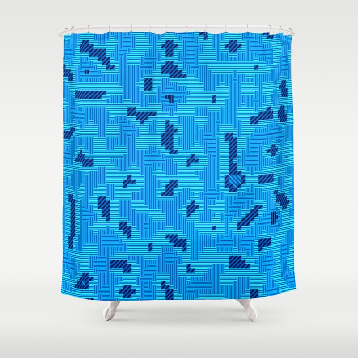 Blue Geometric Pattern Shower Curtain